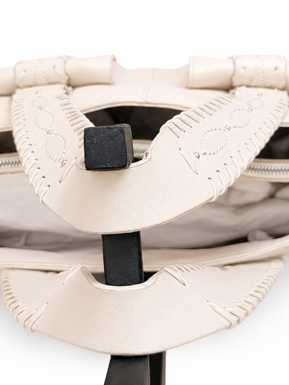 Michael Kors Cream Leather Tote/ShoulderBag with Braided Strap Silver Hardware - Picture 11 of 15
